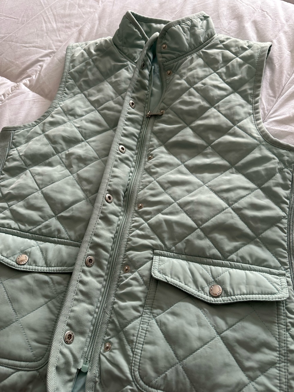 Kenar Quilted Sleeveless Vest in Mint Green size large - Picture 9 of 12